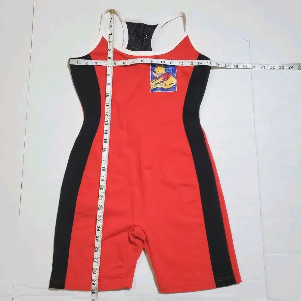 Vintage Disney POOH Dance Gym Unitard Girls Size Large Red Playsuit